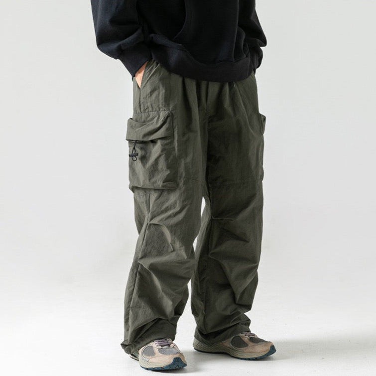 P0023 Japanese Style Outdoor Waterproof Double Pleated Large Pocket Paratrooper Pants