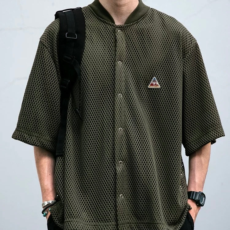 S0300 American retro baseball shirt loose mesh breathable sports short-sleeved shirt