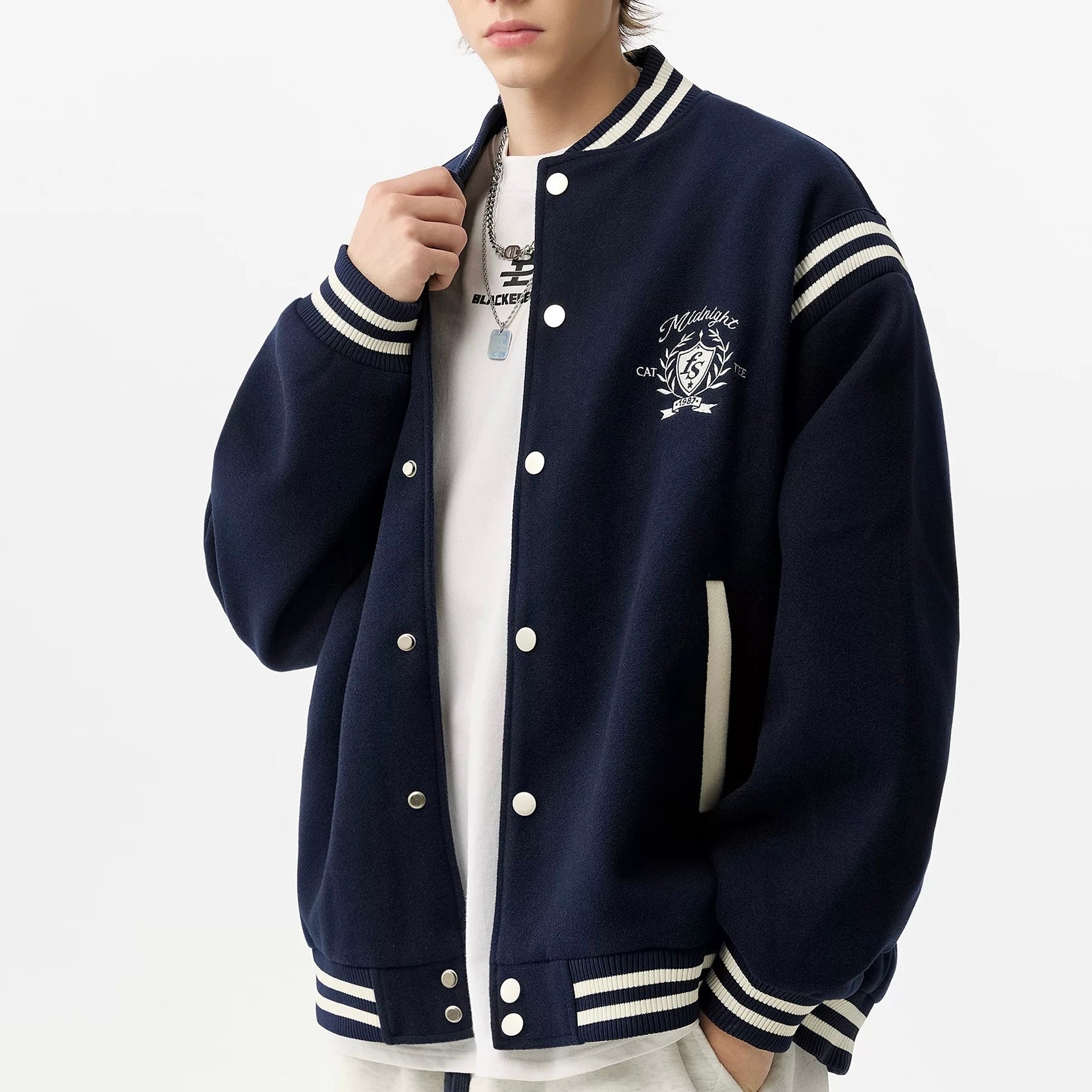 S0334 American retro college style splicing baseball jacket