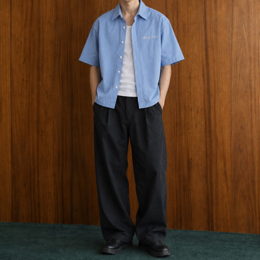LK001 Embroidered Utility Boxy Shirt