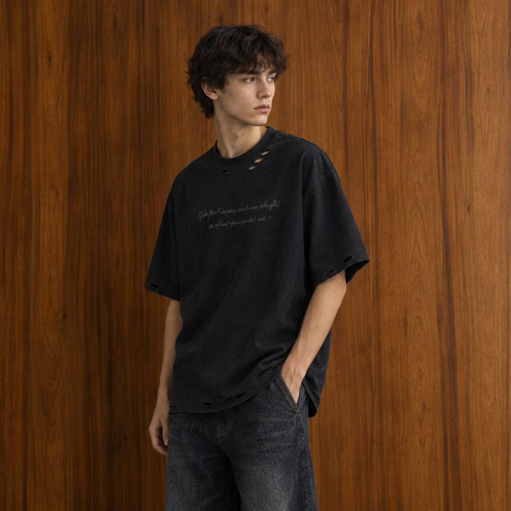 LK003 Faded Script Distressed Tee