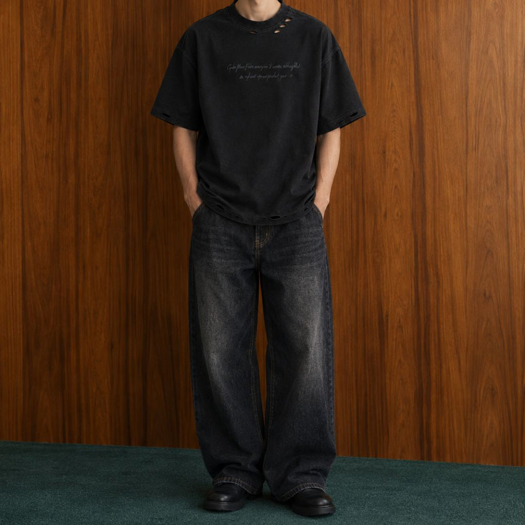 LK003 Faded Script Distressed Tee