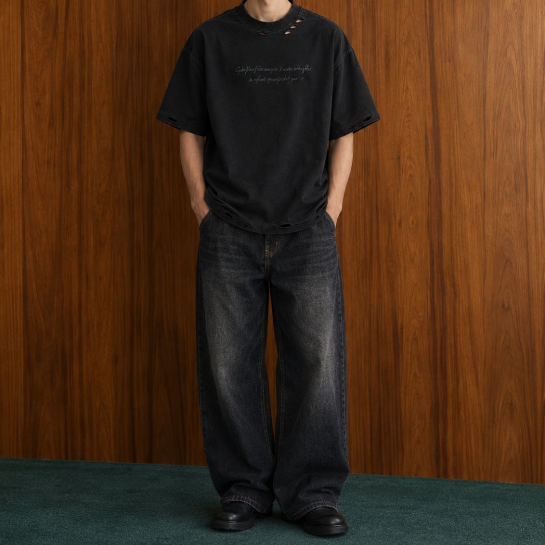 LK003 Faded Script Distressed Tee