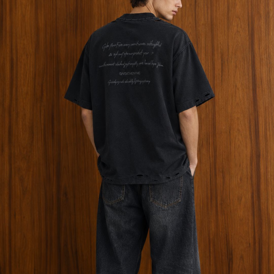 LK003 Faded Script Distressed Tee