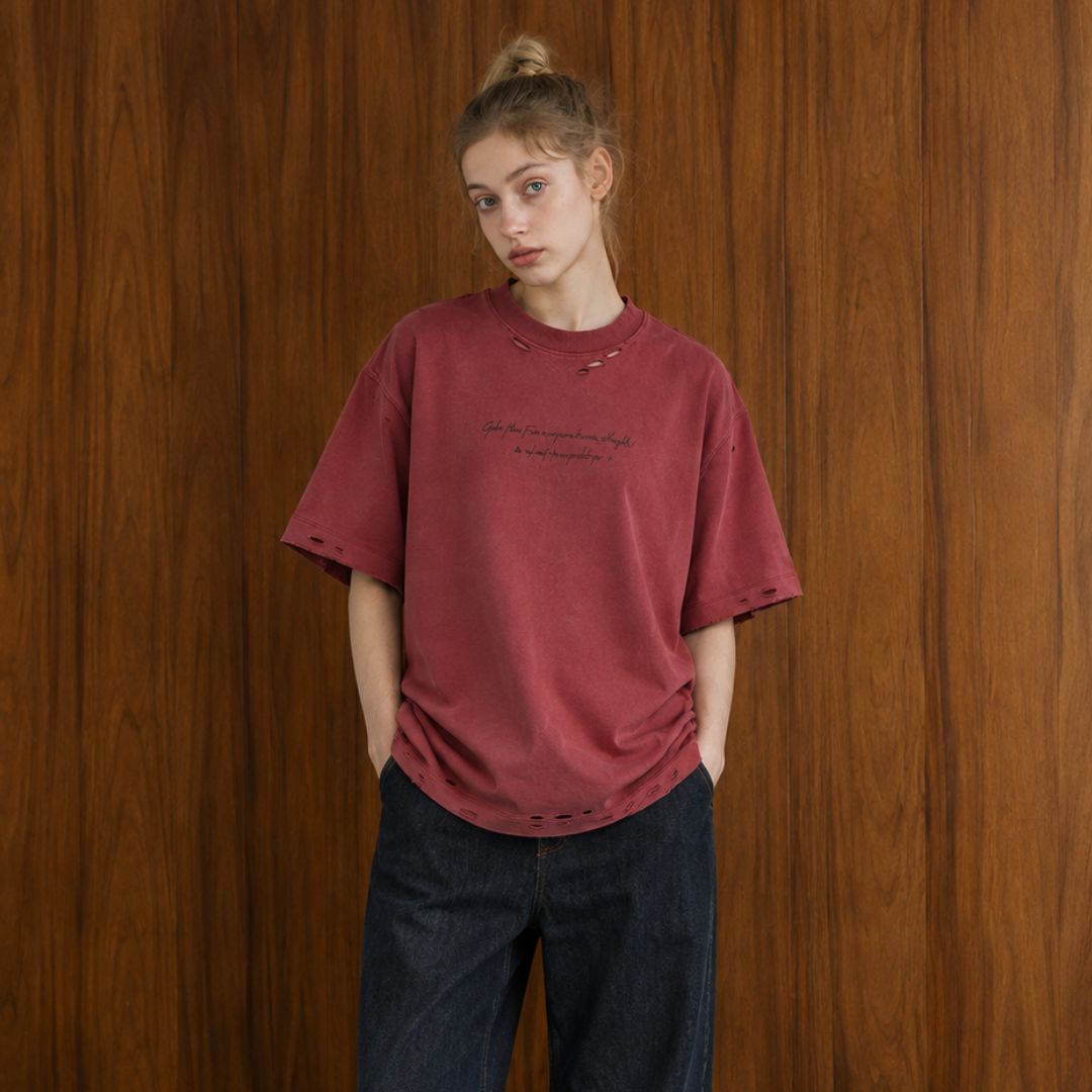 LK003 Faded Script Distressed Tee