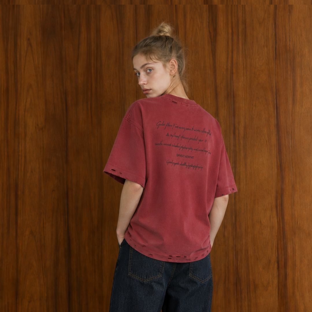 LK003 Faded Script Distressed Tee
