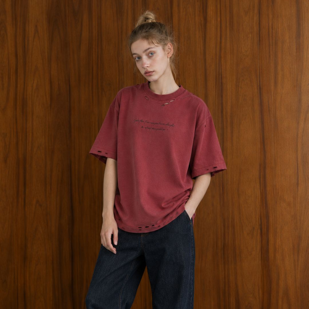 LK003 Faded Script Distressed Tee