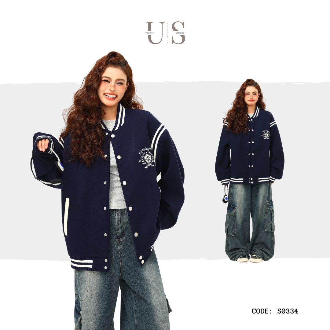 S0334 American retro college style splicing baseball jacket