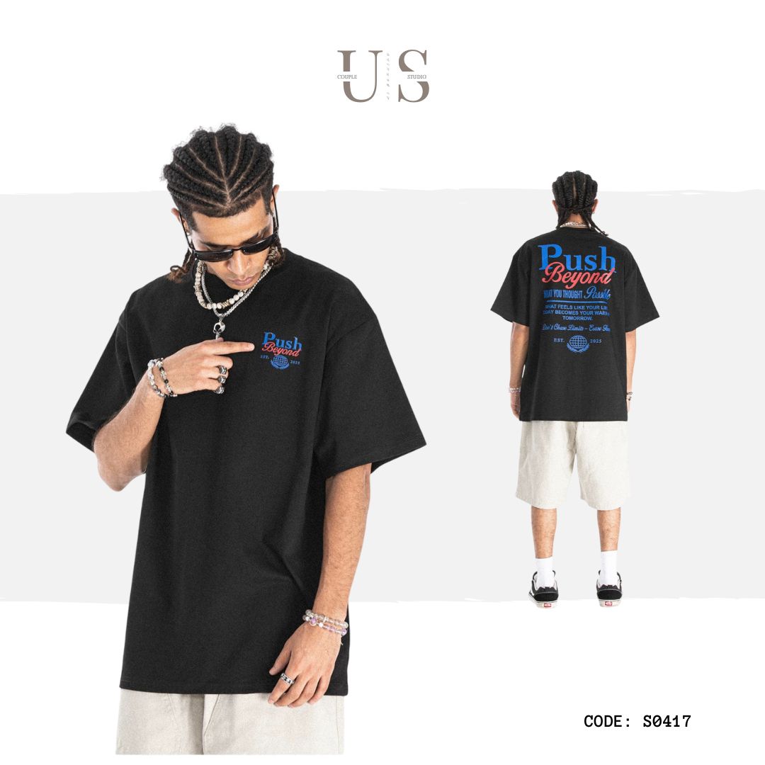 S0417 American streetwear brand heavyweight minimalist American-style printed T-shirt