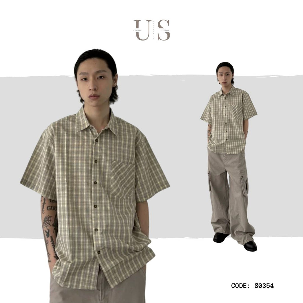 S0354 American retro plaid shirt, versatile, lazy, fashionable and trendy plaid shirt