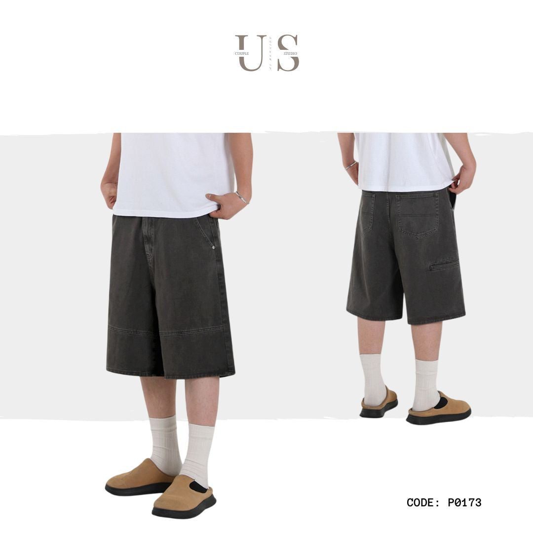 P0173 Korean Fashionable Loose Casual Mid-length denim short pant