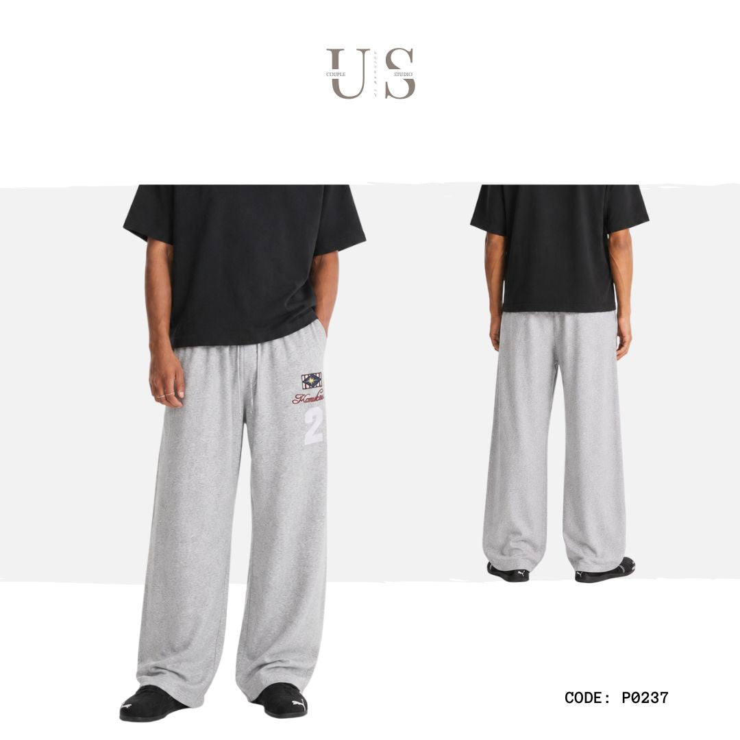 P0237 American Retro Straight Leg Personalised Embroidered Number Icons Sweatpants