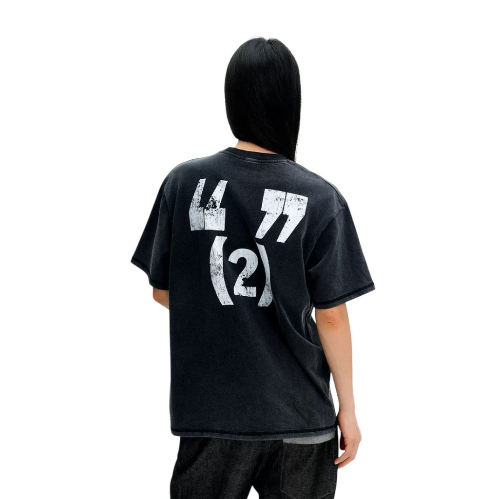 S0487 American Retro Street-Style Washed & Distressed Graphic T-Shirt