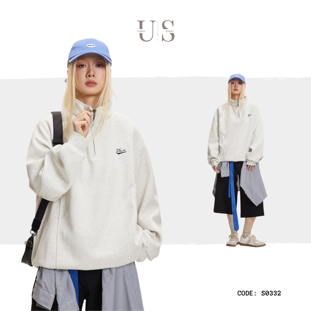 S0332 American style half zipper pullover sweatshirt