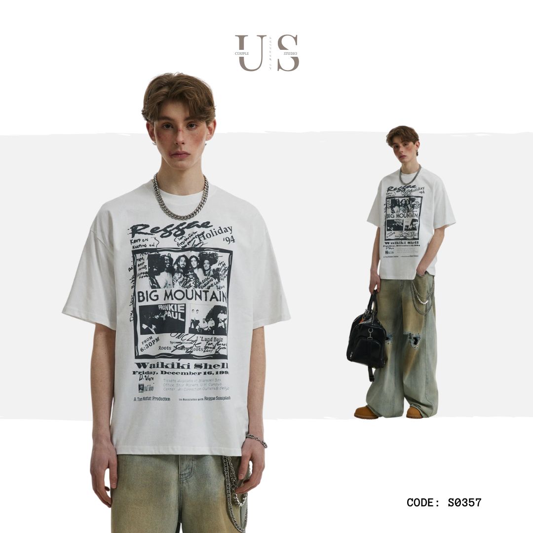 S0357 American vintage band oversized short-sleeved T-shirt