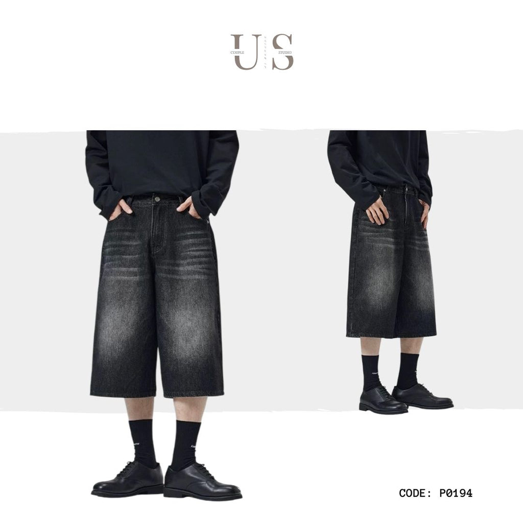 P0194 American-style straight leg loose cropped jeans