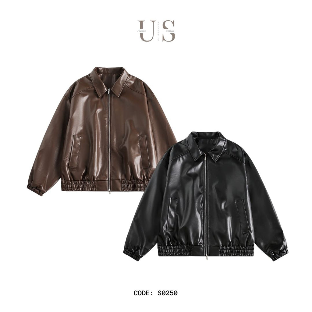 S0250 American retro handsome motorcycle PU leather jacket