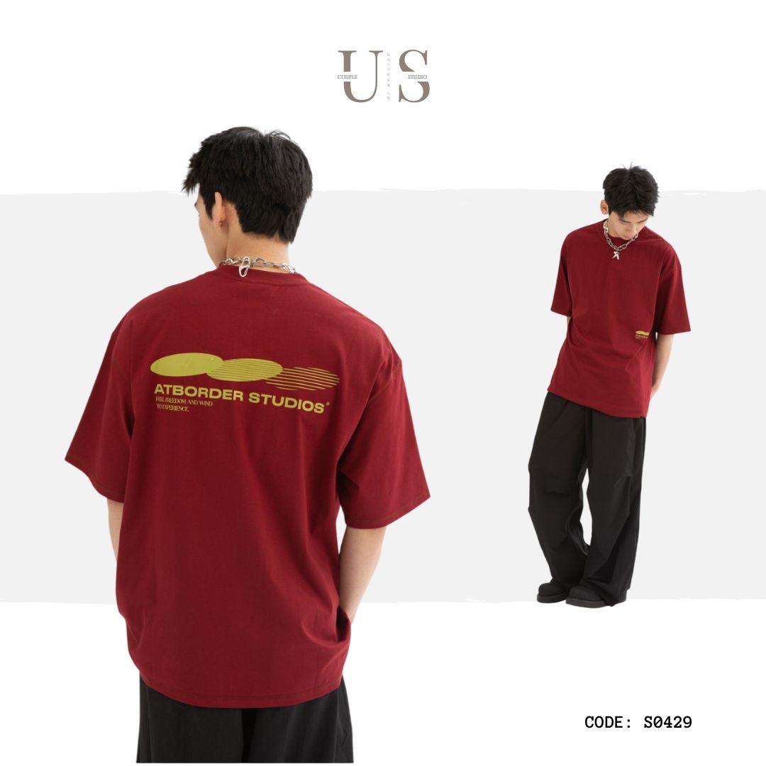 S0429 Japanese-style trendy casual loose-fitting round neck short-sleeved retro unisex printed T-shirt