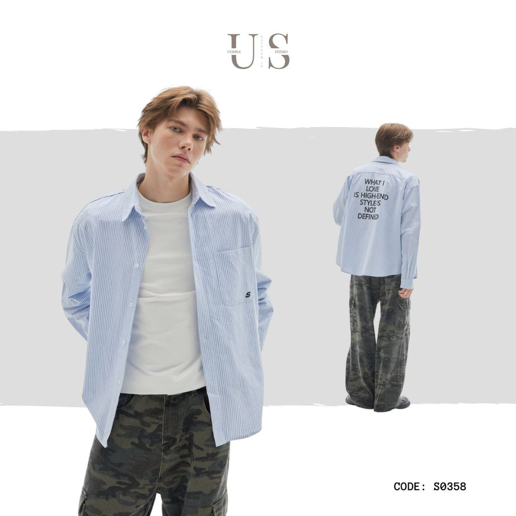 S0358 Japanese Cityboy Retro Striped Loose Casual Cotton Long-sleeved Shirt