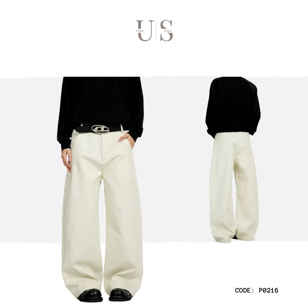 P0216 American Retro Trendy Simple Straight Leg Clean oversize Versatile Wide Leg Casual Pants