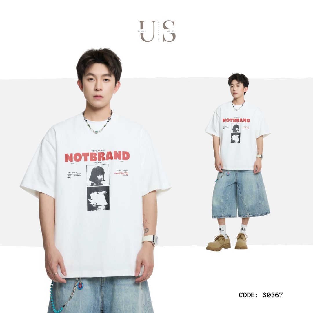 S0367 NotBrandTrendy Brand Figure Printed Round Neck Cotton Short-sleeved T-shirt