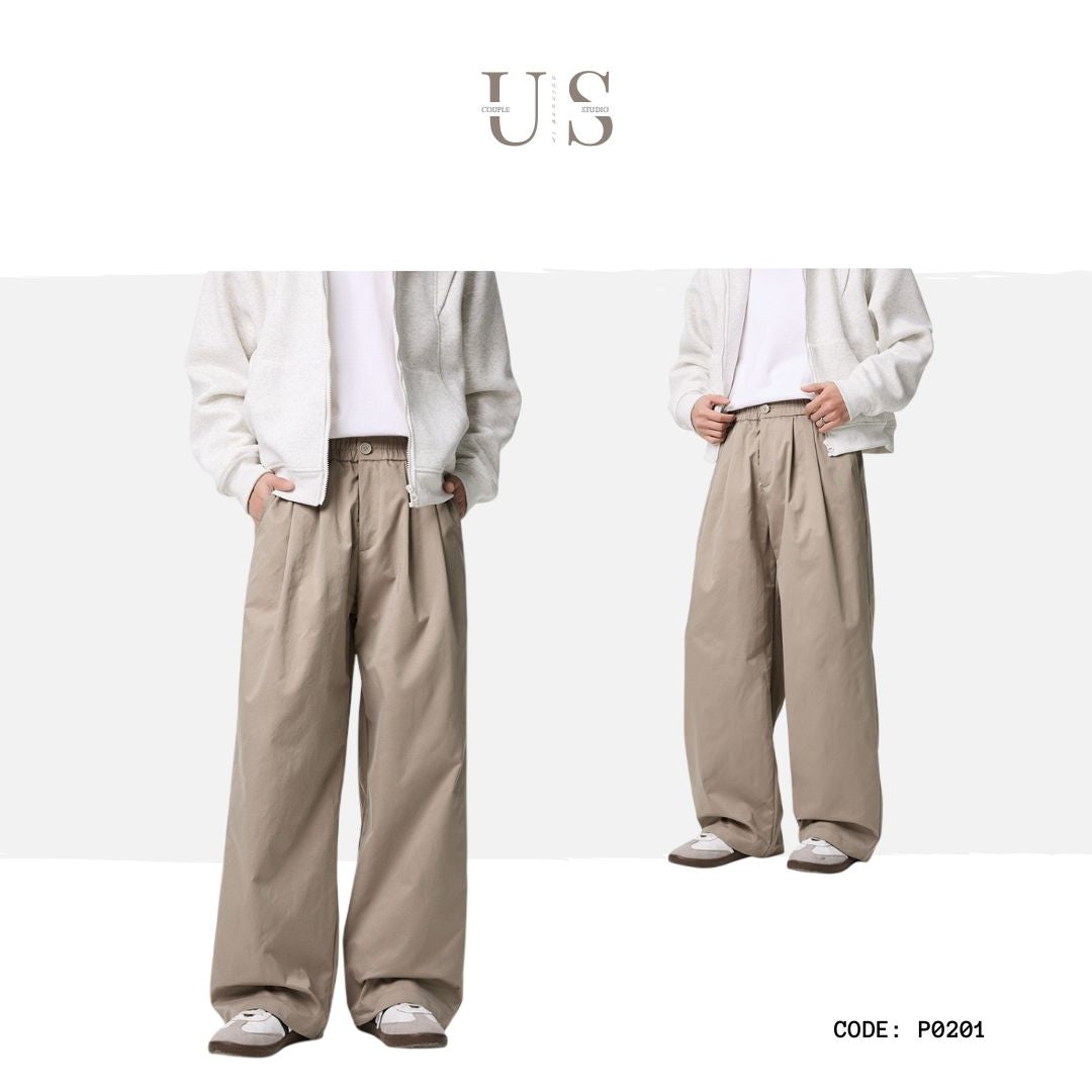 P0201 Japanese style wide-leg loose-fitting pleated flowing casual trousers