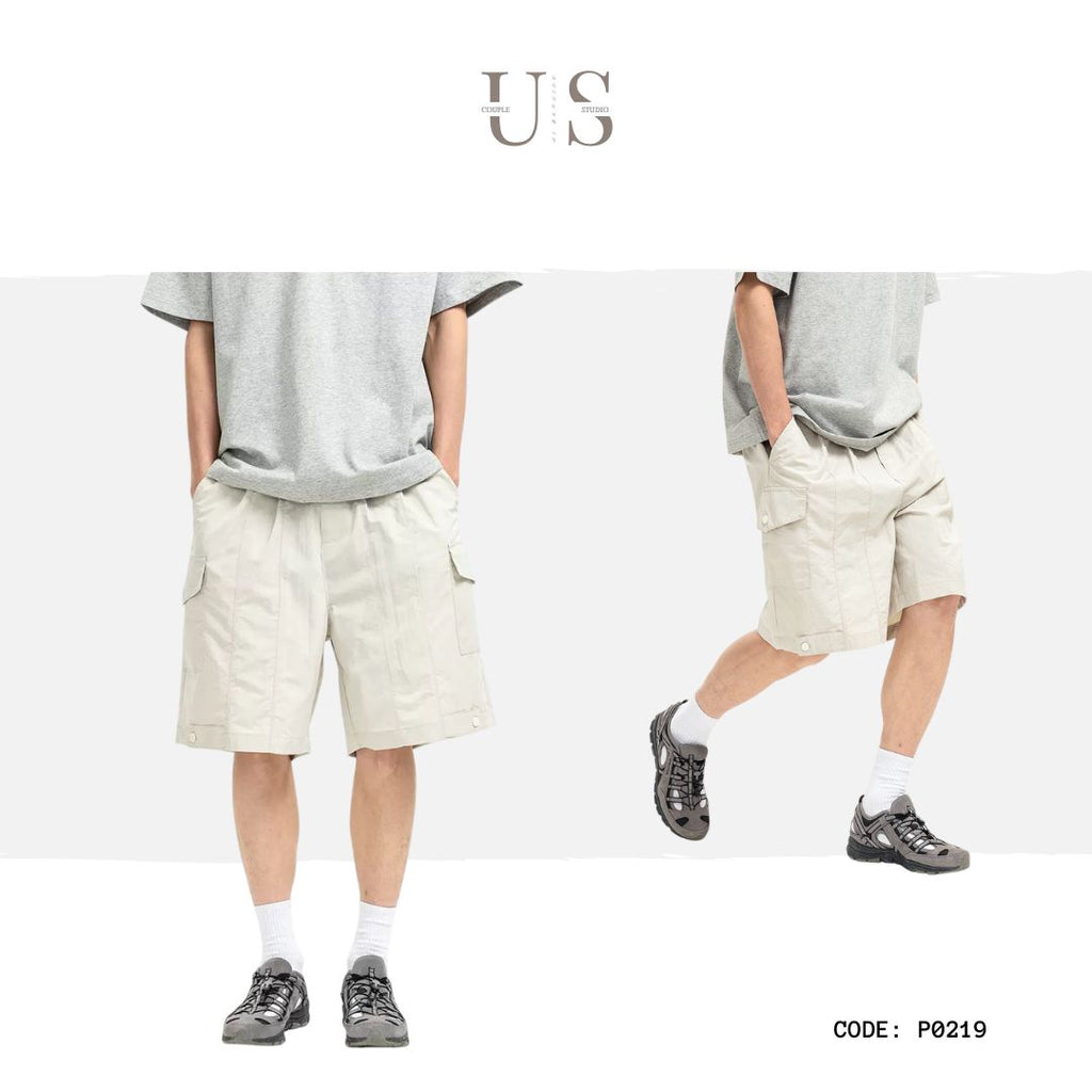 P0218 Japanese-style linen cotton cargo shorts casual