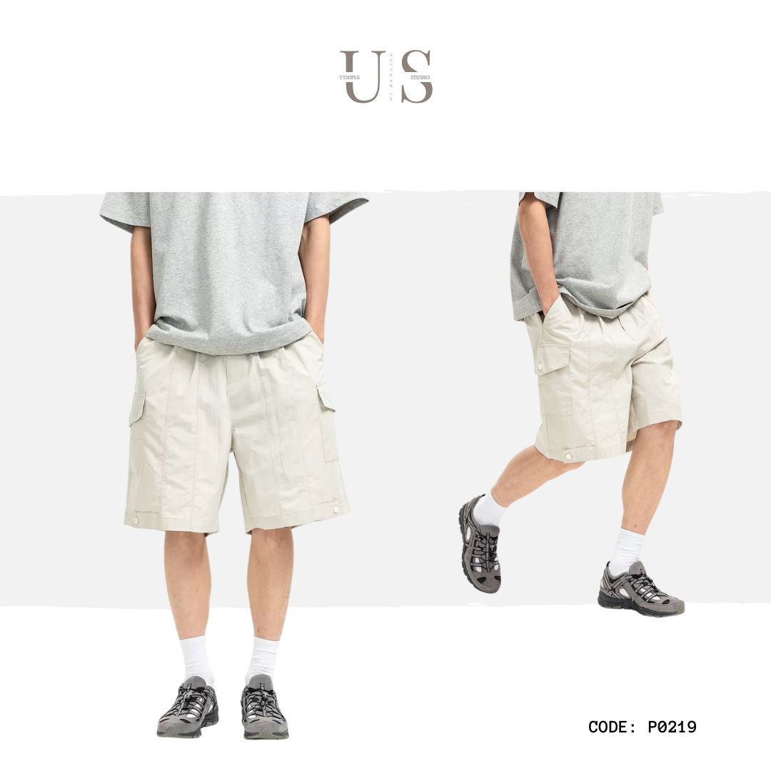 P0218 Japanese-style linen cotton cargo shorts casual