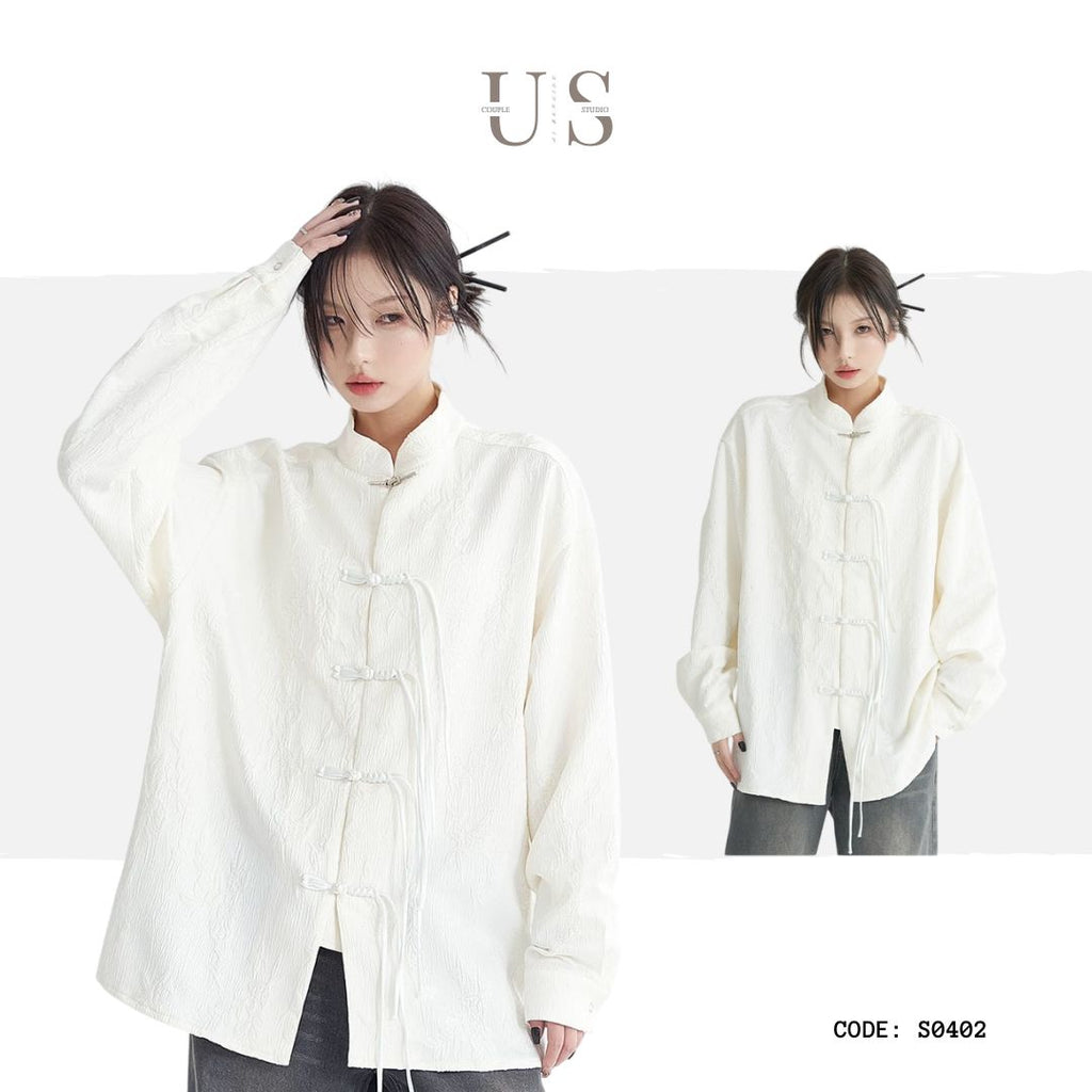 S0402 New Chinese Style High-End Jacquard Button-Down Shirt