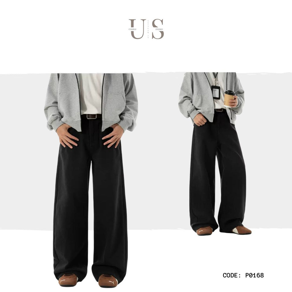 P0167 Twill Slightly Wide Loose Straight Casual Pant
