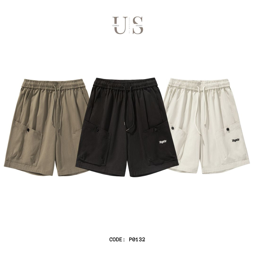 P0132 Japanese letter embroidery large pocket work shorts