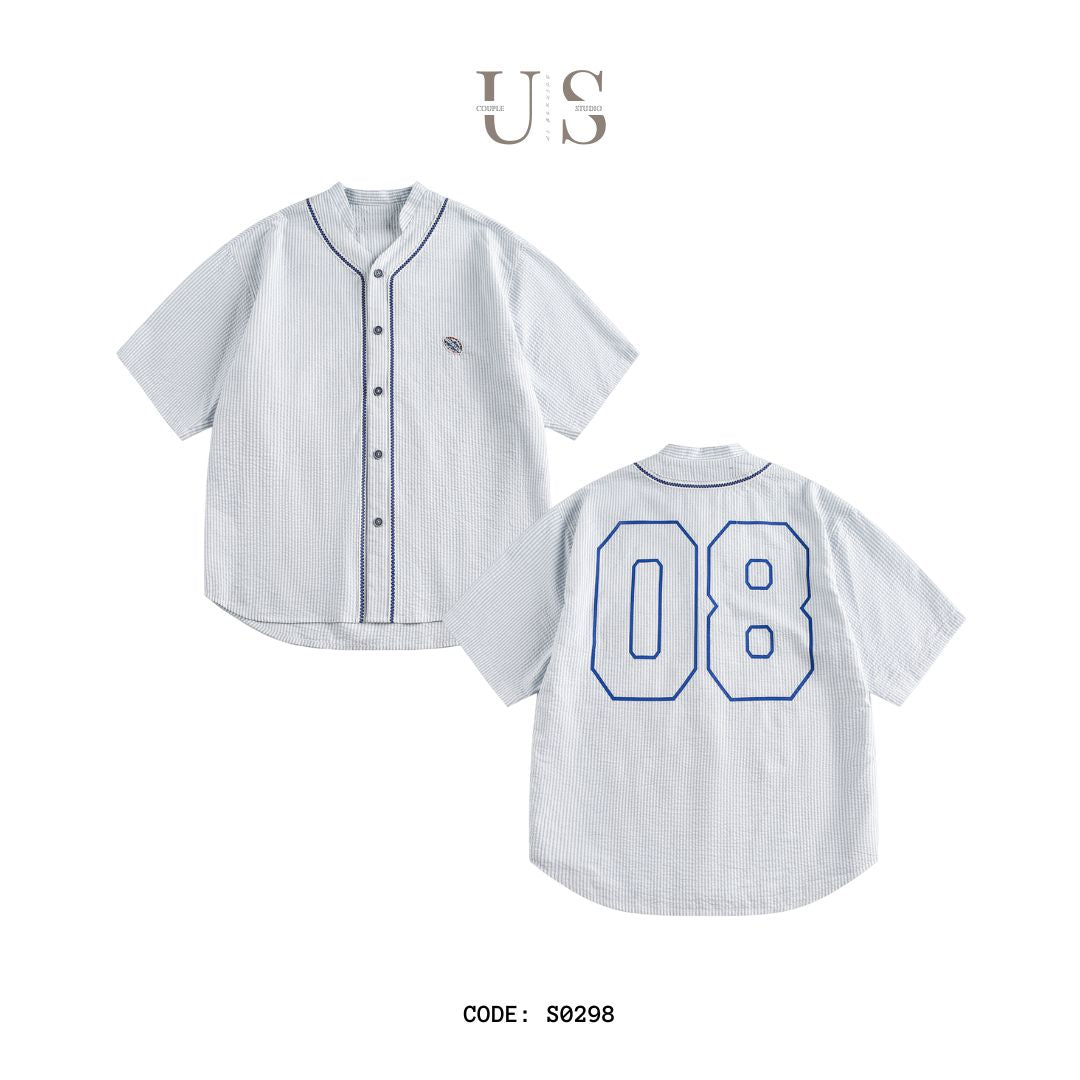 S0298 STAFFPICK American retro fashion loose short-sleeved striped baseball Shirts