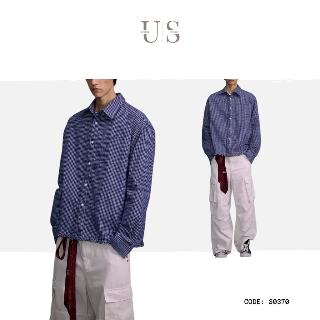 S0370 American Style Trendy Brand New Design Sense Loose Casual Plaid Shirt