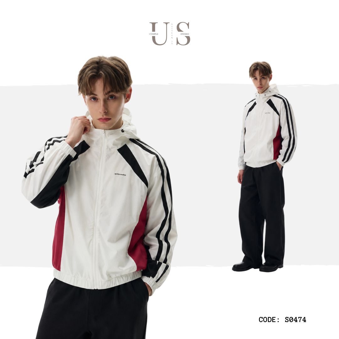 S0474 American-style lightweight outdoor sports color-blocked versatile hooded jacket