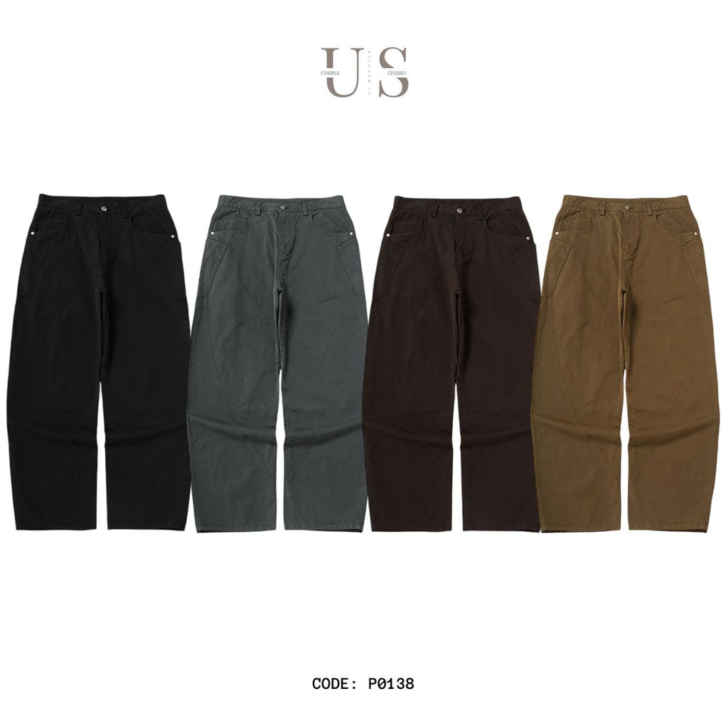 P0138 Japanese retro drape double pleated suit pants wide-leg casual pants