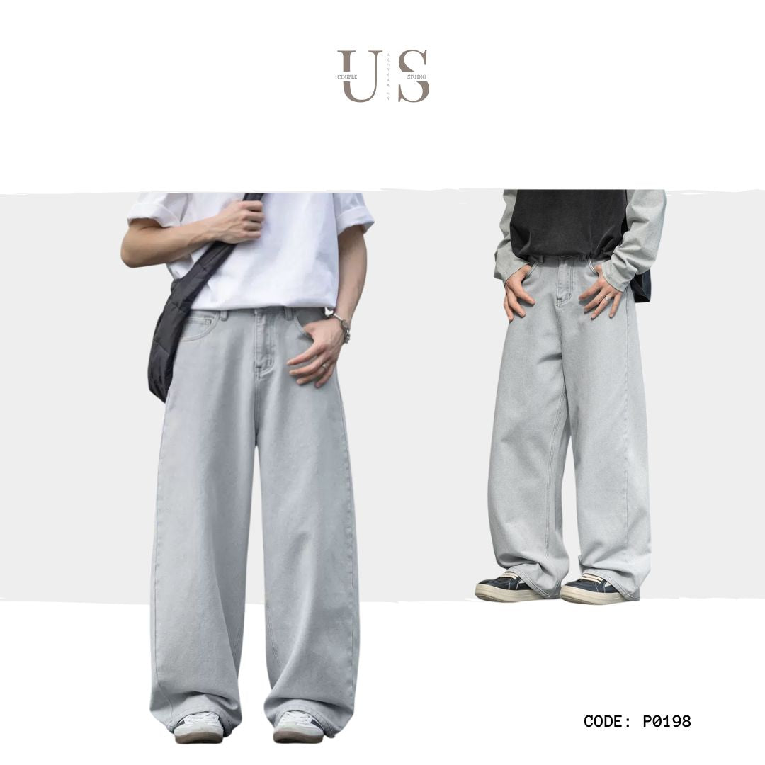 P0198 American retro straight leg loose-fitting washed distressed oversized jeans