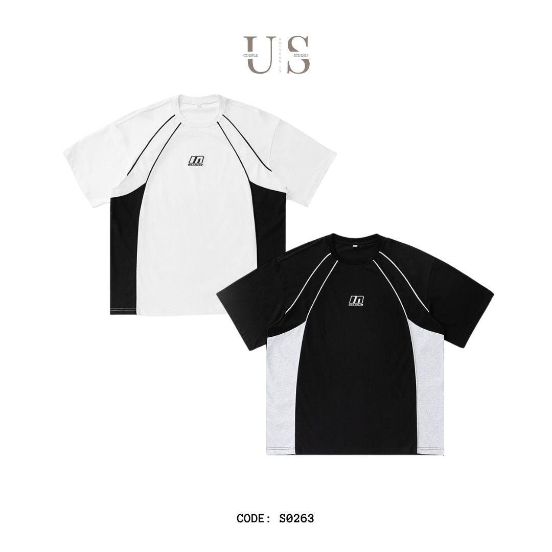 S0263 American style contrast color design sports short-sleeved T-shirt