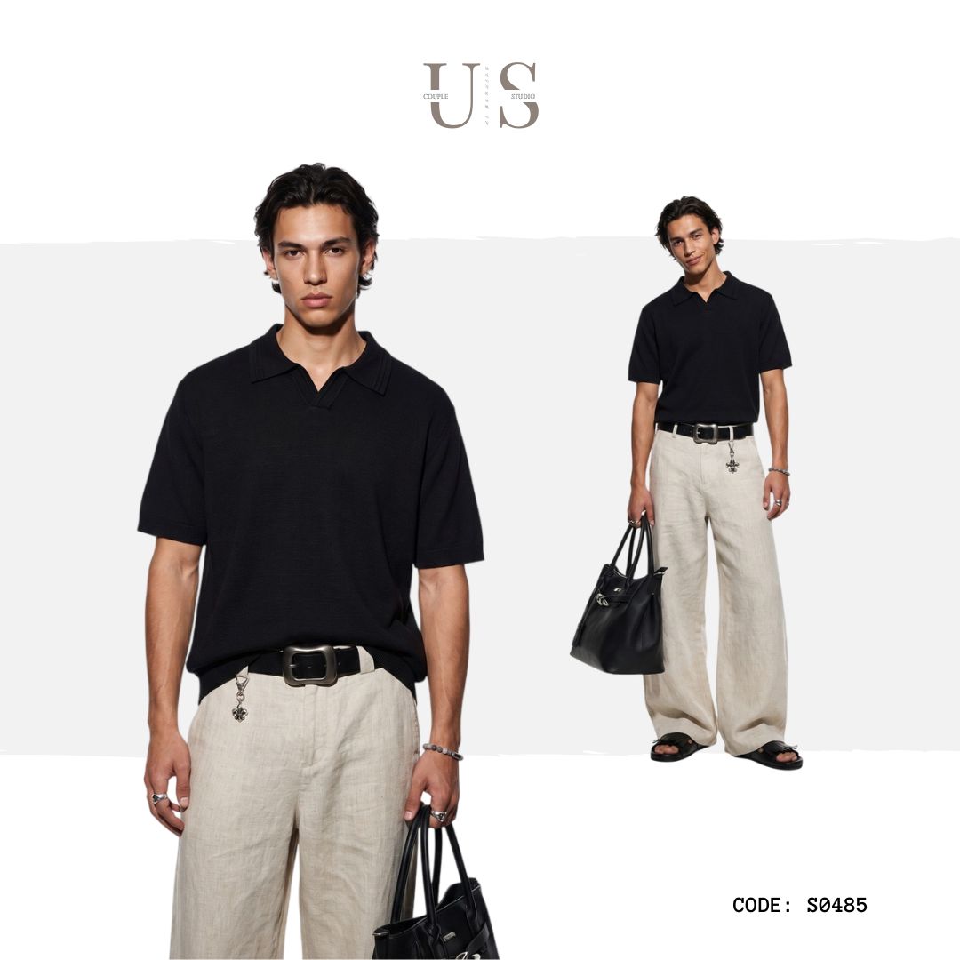 S0485 Old Money Style Short-Sleeve Knit Polo