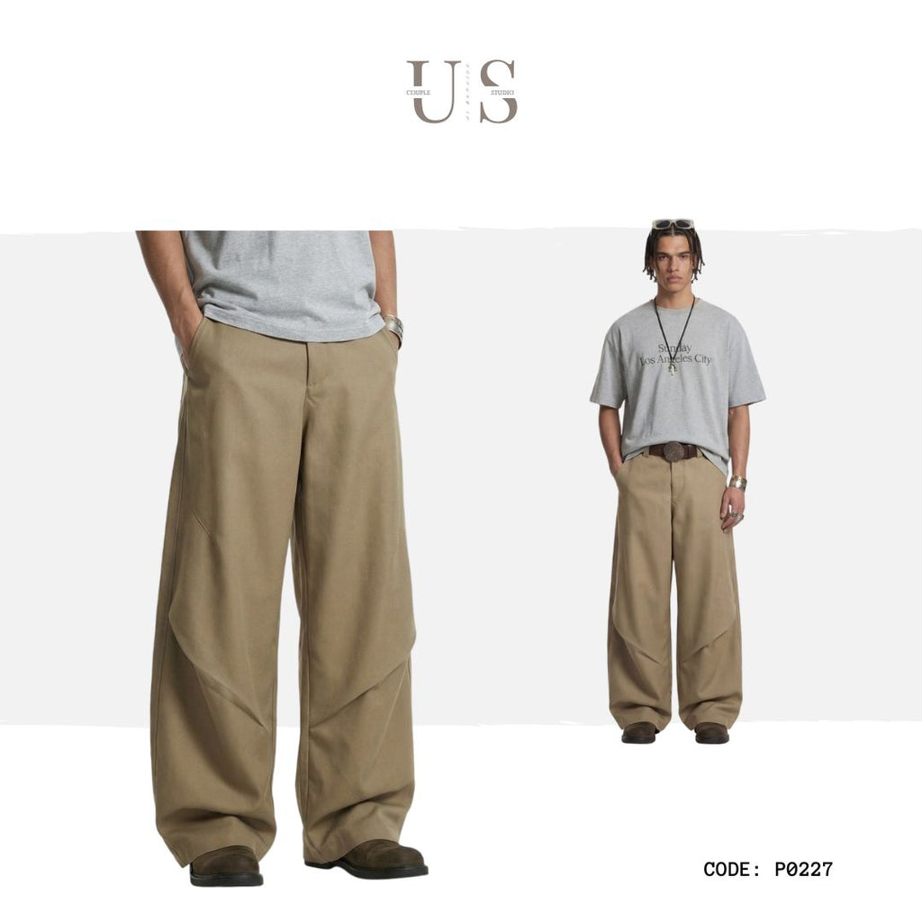 P0227 American-style Cleanfit streetwear workwear casual curved trousers