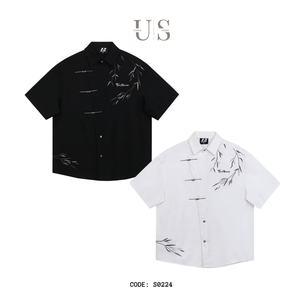 S0224 New Chinese style Chinese style bamboo embroidered Tang suit short-sleeved shirt