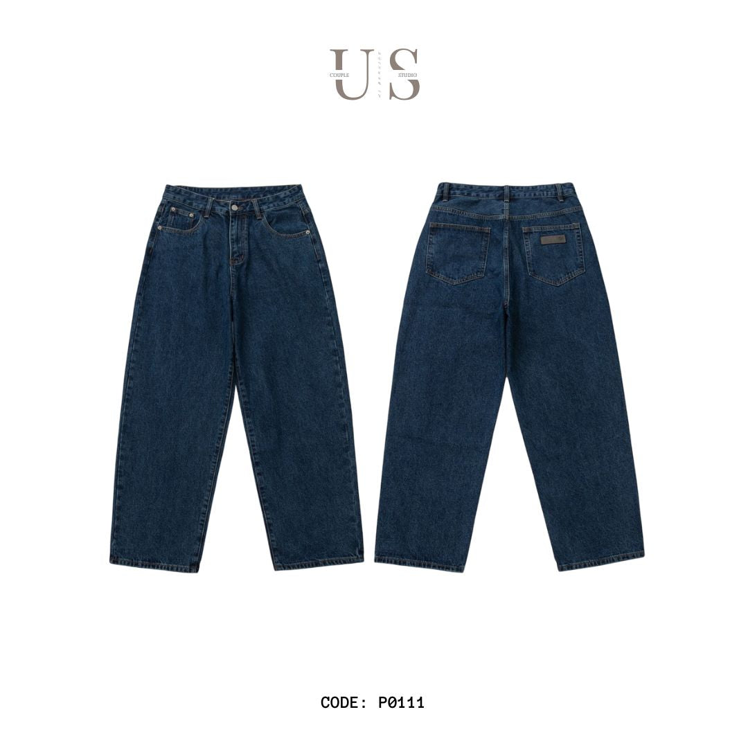 P0111 Japanese retro loose straight denim trousers