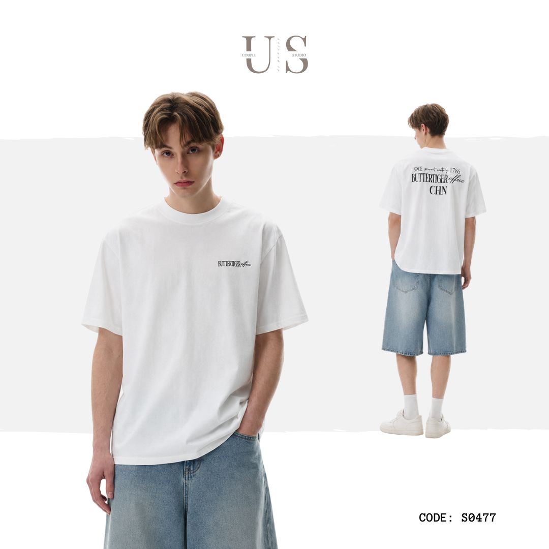 S0477 American Retro Graphic Short-Sleeve T-Shirt – Unisex Loose-Fit Cotton Tee