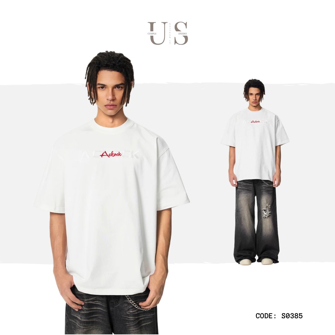 S0385 American style Letter logo Print short-sleeved T-shirt
