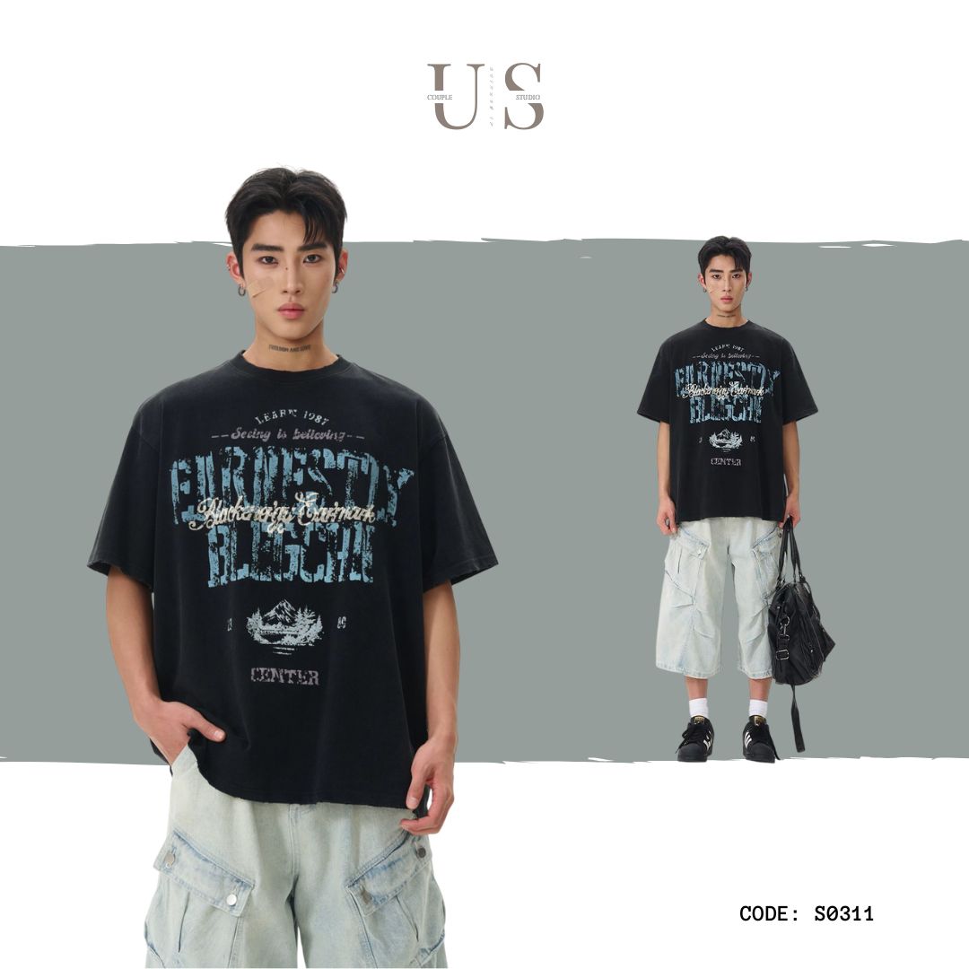 S0311 American Street Trend High Quality Printed Short Sleeve T-shirt