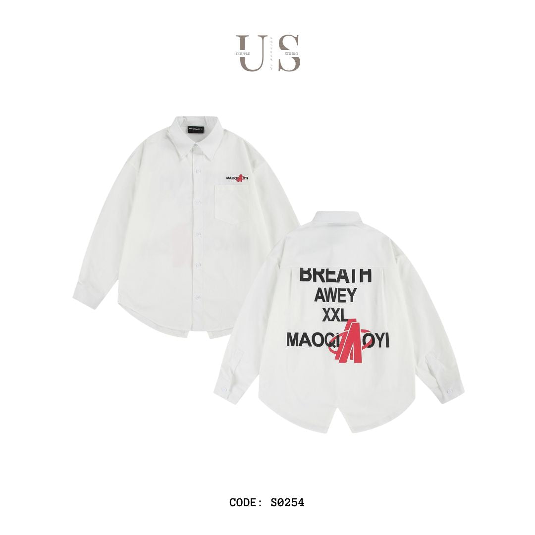 S0254 American high-street fashion brand letter printed Long-sleeve shirt