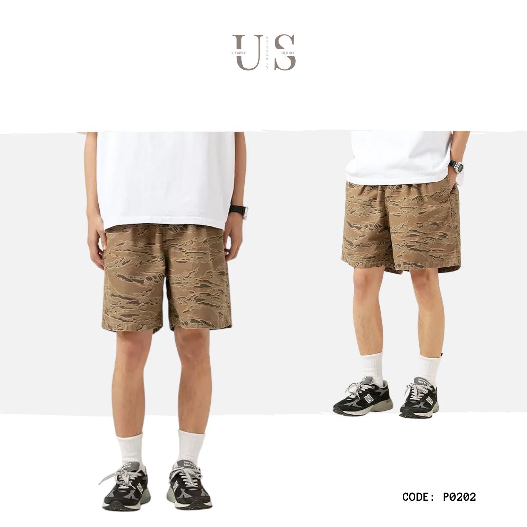 P0201 American-style pure cotton washed tiger stripe camouflage shorts