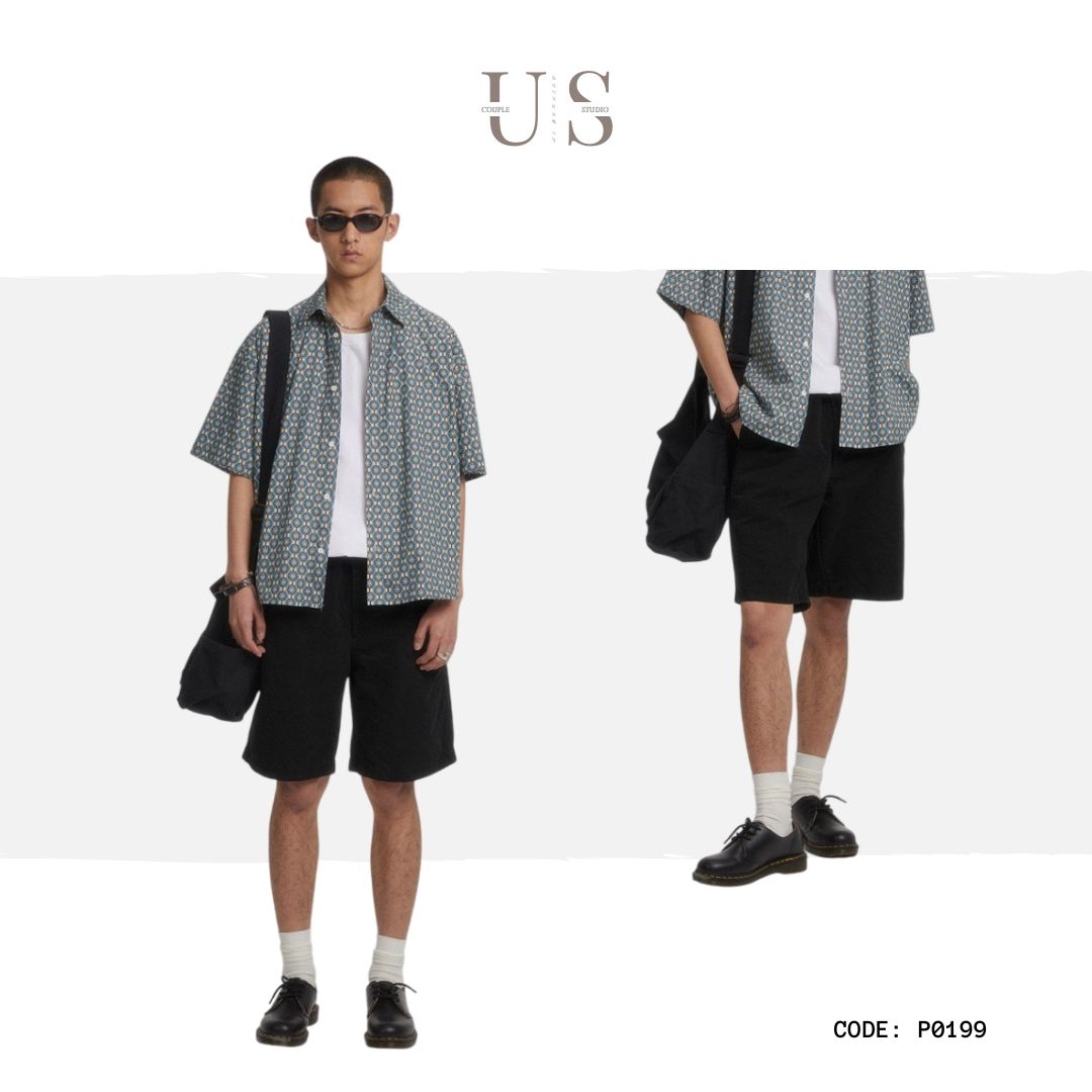 P0199 Japanese-style cityboy retro loose-fitting five-point cargo pants