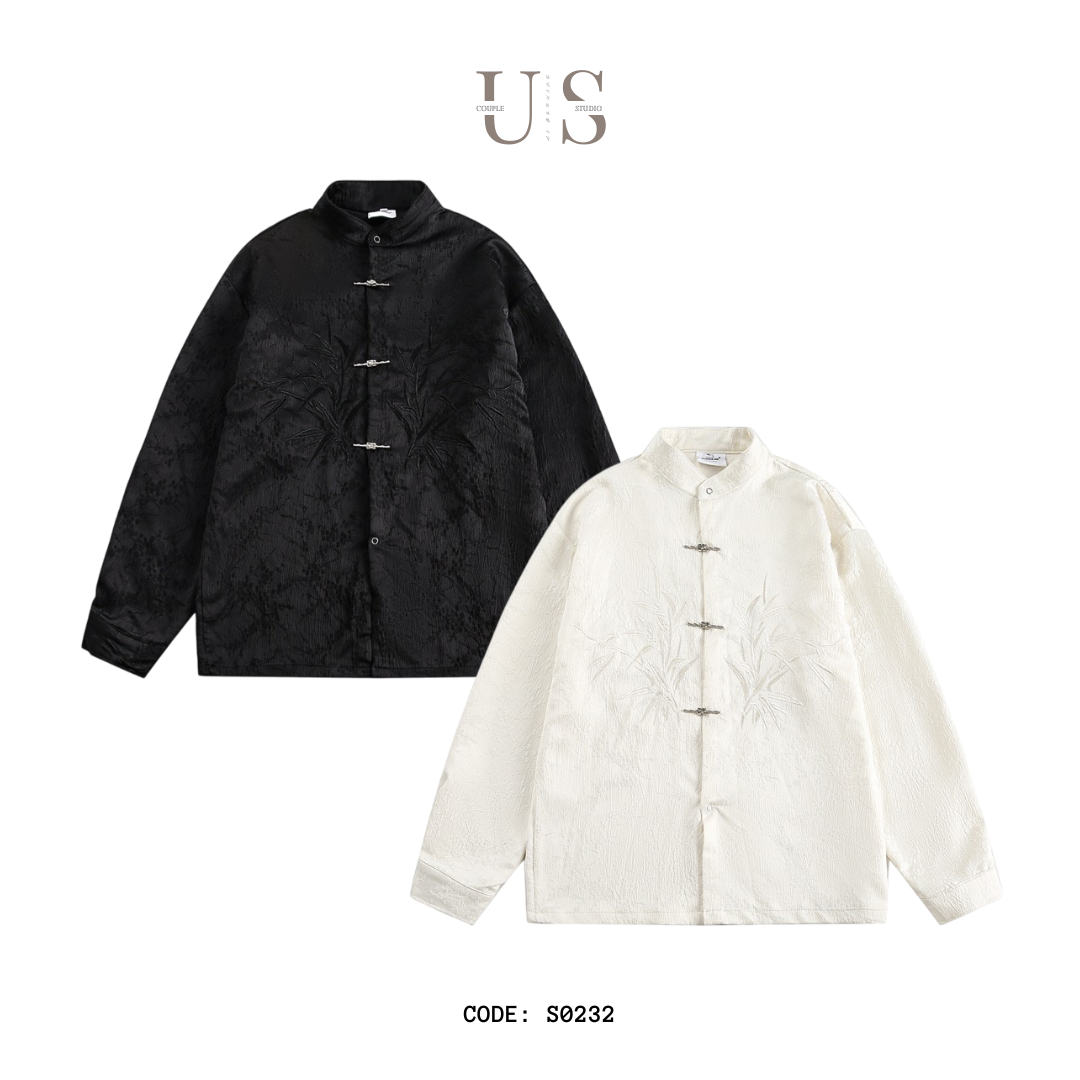 S0232 New Chinese style stand collar loose long sleeve shirt