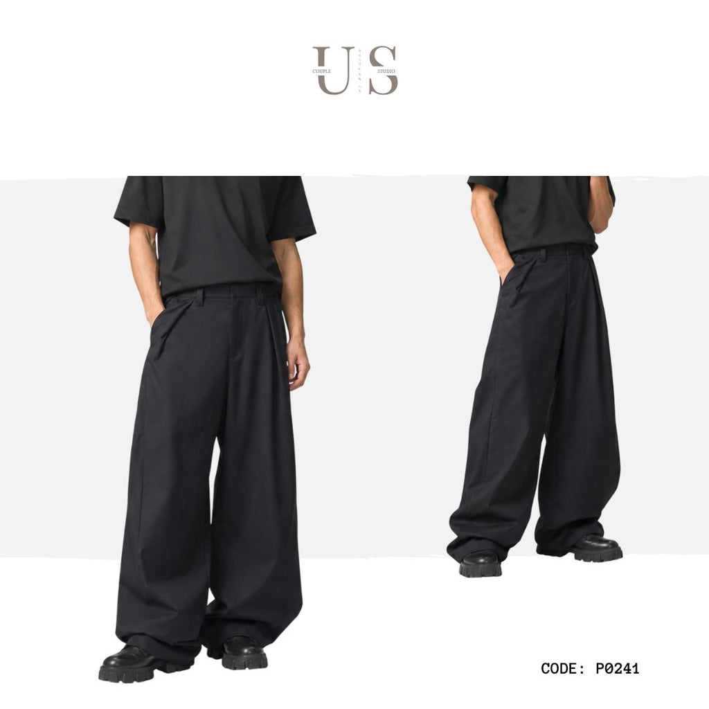 P0241 American High-Street Vintage Baggy Wide-Leg Curved-Cut Casual Trousers