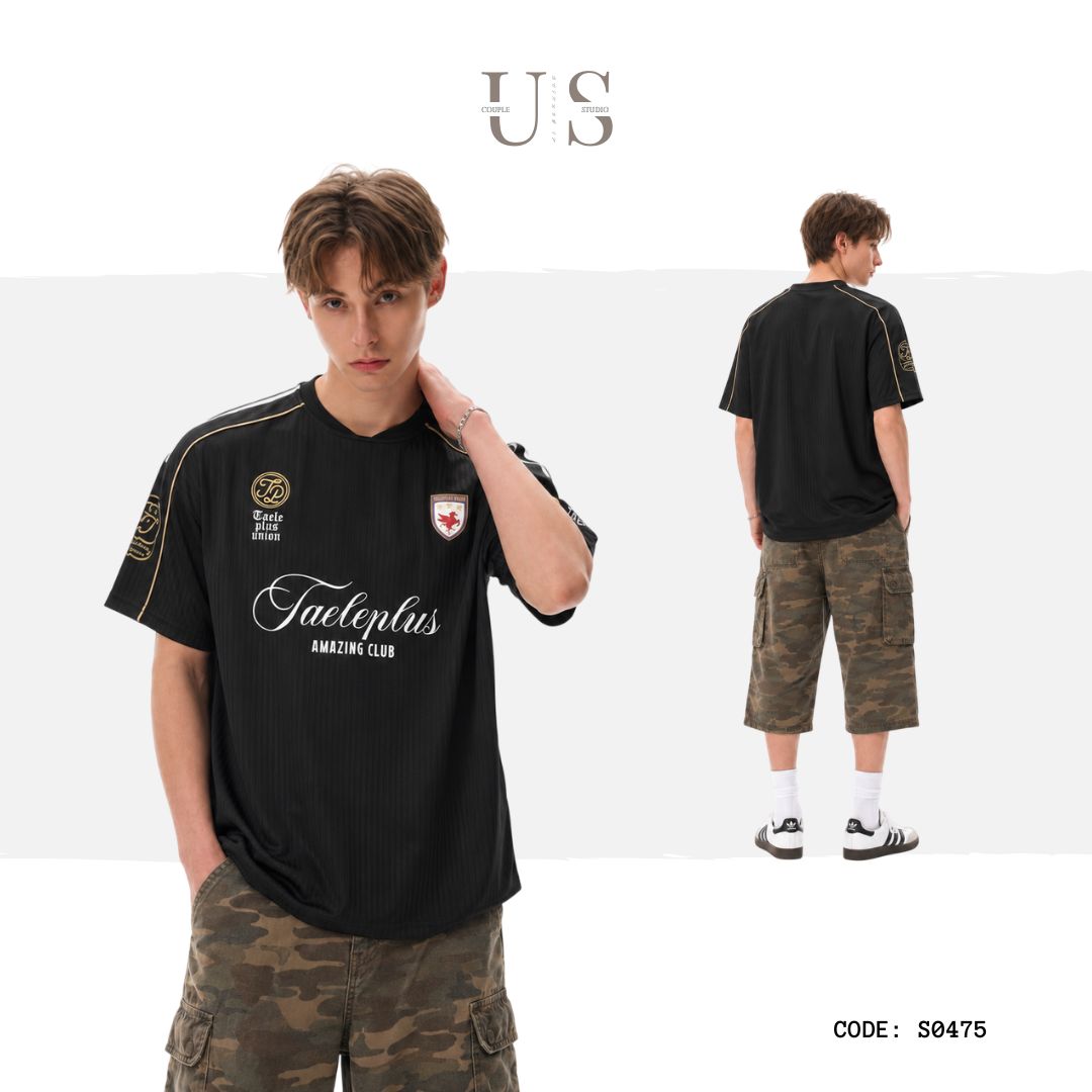 S0475 American Retro Pattern Short-Sleeve Soccer T-Shirt